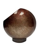 Rare Studio Del Campo Bronze & Glass Spherical Vase w Iridescent Brown Enamel picture