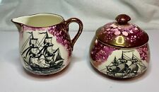Vintage GRAYS POTTERY Creamer & Lidded Sugar Bowl Set- Hand Painted England picture