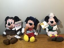 VINTAGE DISNEY STORE FRENCH MICKEY MOUSE PILOT & GOLFER PLUSH 8”-10” NOS NEW picture