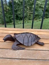 Large Hand Carved Iron Wood Sea Turtle Sculpture Wooden Decor 8