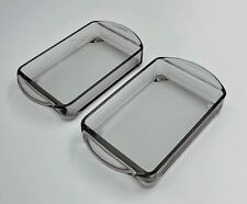 Vintage Denmark Smoked Glass MCM Appetizer Snack Dishes Set of 2 picture