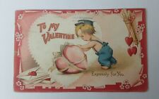 Valentine Post Card Raphael Tuck Comic Cupid Series 15 Embossed Heart & Boy picture