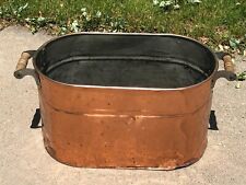 Vintage Copper Boiler Primitive Cooker Wash Tub Wood Handles  - lot # 126 picture
