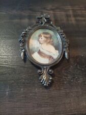 Vintage Metal Victorian Girl Feamed Art picture