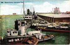 Harbor Scene Fishing Boats Galveston Texas Divided Postcard c1910s picture