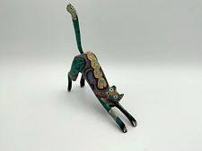 Vtg Oaxacan Hand Painted Wood Cat Mexican Folk Art Pepe Santiago picture