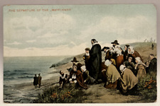 The Departure of the Mayflower, Vintage Postcard picture