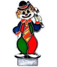 VTG 1979 Happy Clown Ornament by Leonard Plastic & Metal Stained Glass picture