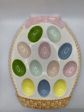 Easter/Deviled Egg Floral Ceramic Plate Hand Painted. picture