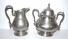 Vintage Pairpoint Pewter Sugar and Cream Set, Silverplate Sugar Bowl and Creamer picture