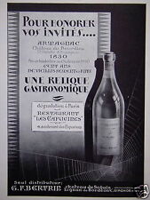 1932 PRESS ADVERTISEMENT ARMAGNAC CHÂTEAU DU BOURDIEU GASTRONOMIC RELIC picture