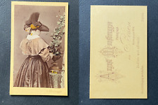 Moosbrugger, Bozen, Tyrol, costume & headdress, women's back CDV vintage albumen p picture