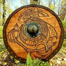 X-MAS GIFT Wood & Metal MEDIEVAL Knight Shield Handcrafted Viking Shield picture