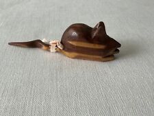 Vintage Hand Carved Wooden Tiny Mouse Figure picture