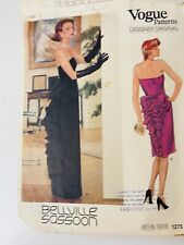 Vintage Vogue Pattern Formal 80's Prom Bow Bellville Sassoon # 1275 CUT Size 8 picture