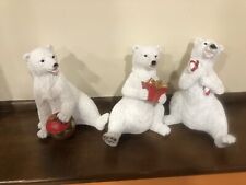 11 Inch Polar Bear Set Holiday Christmas Winter Decor White Set of 3 VERY Heavy picture