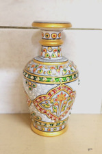 Marble vase, hand-carved, engraved and hand-coloured picture