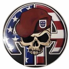 Army 82nd Airborne Punisher Skull Sticker 5 1/2” Round - Set Of 2 picture