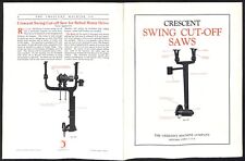 Crescent Machine Co. 1926 Swing Cut-Off Saws Product Spec Folded Sheet VGC picture