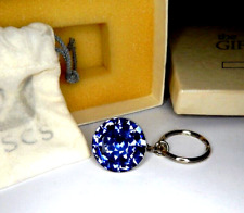 RARE 1985 NIB Swarovski Crystal Sapphire Blue Cone Keychain Purse Charm Rhodium picture
