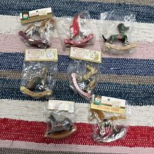 NEW NOS Silvestri Ceramic Rocking Horse Christmas Holiday Ornaments Vintage picture