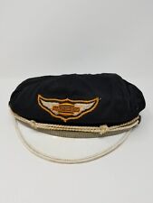 VTG 40s 50 Harley Davidson Captain's Hat - Great Shape No Size - Silver Band picture