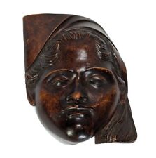 Vintage Hand Carved Balinese Face Of A Woman Wood Carving Suar Wood Wall Plaque  picture
