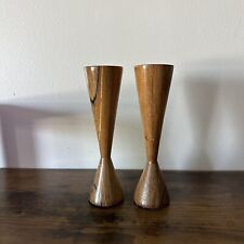 Vintage Mid Century Stylish Hourglass Wooden Candlestick picture