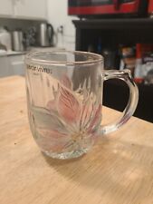 Vintage Savoir Vivre Glass Mug Pointsetta, Grapes, Floral Flowers made in Japan picture