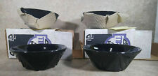 4 Vtg Indiana Tiara Art Deco Black Pyramid Dessert Bowls 10324 Orig Box Stickers picture