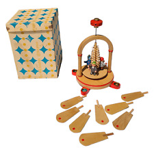 Vintage German Christmas Pyramid Carousel Erzgebirge Windmill Wood Tree Box Spin picture