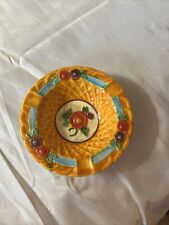VINTAGE MARUTOMOWARE JAPANESE ASHTRAY HAND PAINTED FLORAL EDGE FLOWER CENTER picture