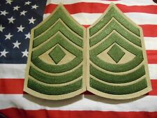 USMC UNITED STATES MARINE CORPS KHAKI GREEN 1ST SERGEANT CHEVRONS PAIR picture