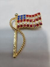 1970s Vintage Bejeweled US Flag Pin picture