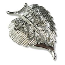 Vintage Gerry Brooch Pin Costume Silver Tone Leaf Shaped And Signed  picture