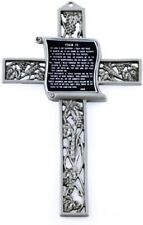 Pewter 23rd Psalm Prayer Hanging Wall Cross with Silver Toned Finish, 9 Inch picture