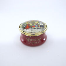 CARTIER 1978 Christmas Enameled Round Trinket Box HAPPINESS AT CHRISTMAS Dickens picture