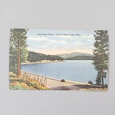 Coeur d Alene Idaho Postcard Lake Shore Drive CDA ID Lake Linen Vintage NOS picture