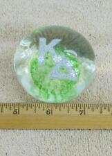 Vintage Kappa Delta Sorority Art Glass Decorative Paperweight Green Bubbles  picture