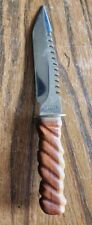 Custom GERBER LMF Fixed Blade Knife Wooden Spiral Handle Polished Blade Vintage picture