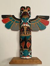 Vintage Ed Raub Makah Native Hand Carved Cedar Polychrome Totem signed picture