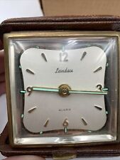 VTG Landau Alarm Clock Clamshell Case Genuine Leather Germany Deutschland picture