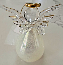 Glass Angel Flute and Halo Russ Carlton Pearlescent hand blown glass vintage picture