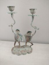 Vintage Dancing Frogs on Lilly Candle Stick Taper Holder India 6 X 10