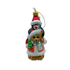 Vintage Inge-Glas Penguin and Bear Christmas Ornament picture