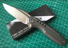 TwoSun TS194-M390-SAND Milled Titanium Handle Linerlock Flipper Folder  picture
