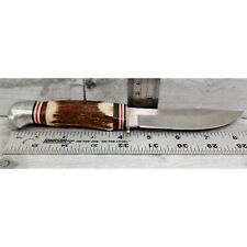 RARE VINTAGE Linder Ranger Clip Point Hunter Stag 440111 Knife w/ Leather Sheath picture