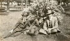PH29 Original Vintage Photo THREE MEN IN SUITS & HATS c 1918 picture