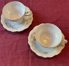 Two Johann Havilland Michele Tea Cups & Saucers Bavaria Germany Discontinued Vtg picture