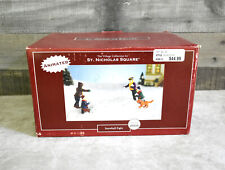 St Nicholas Square Animated Snowball Fight Christmas Village Accessory picture